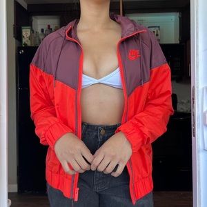vintage nike windbreaker in orange/purple dual tone pattern